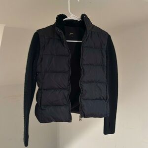 June Luxury designer brand black fur neck zipper down day jacket size small